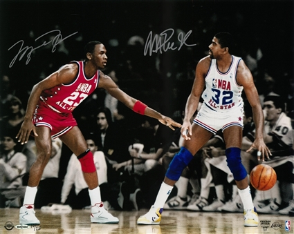 Michael Jordan & Magic Johnson Dual-Signed 16 x 20 Poster - LE 10/25 (UDA)